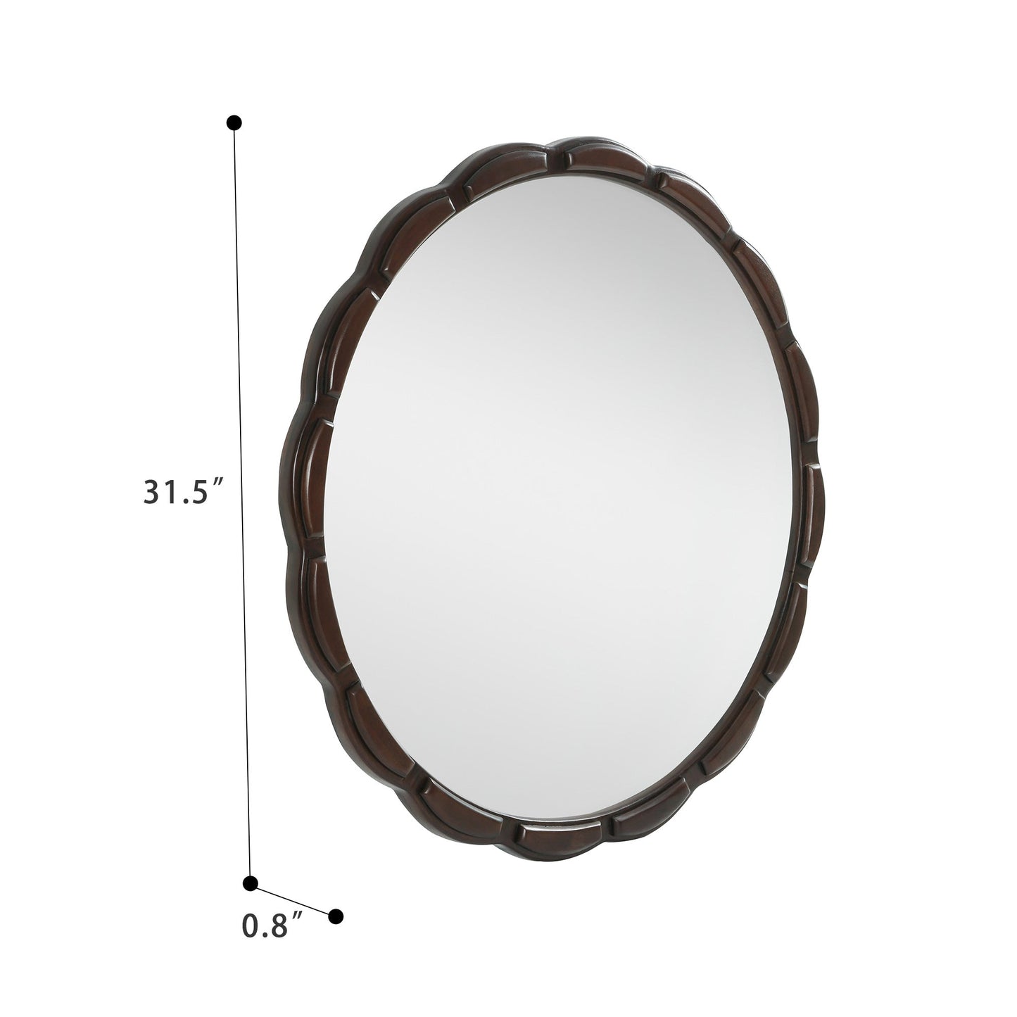 Round Wood Wall Mirror - 31.5" Farmhouse Rustic Accent
