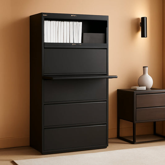 60550 Lateral File Cabinet 5 Drawer 42 Inch Black Office