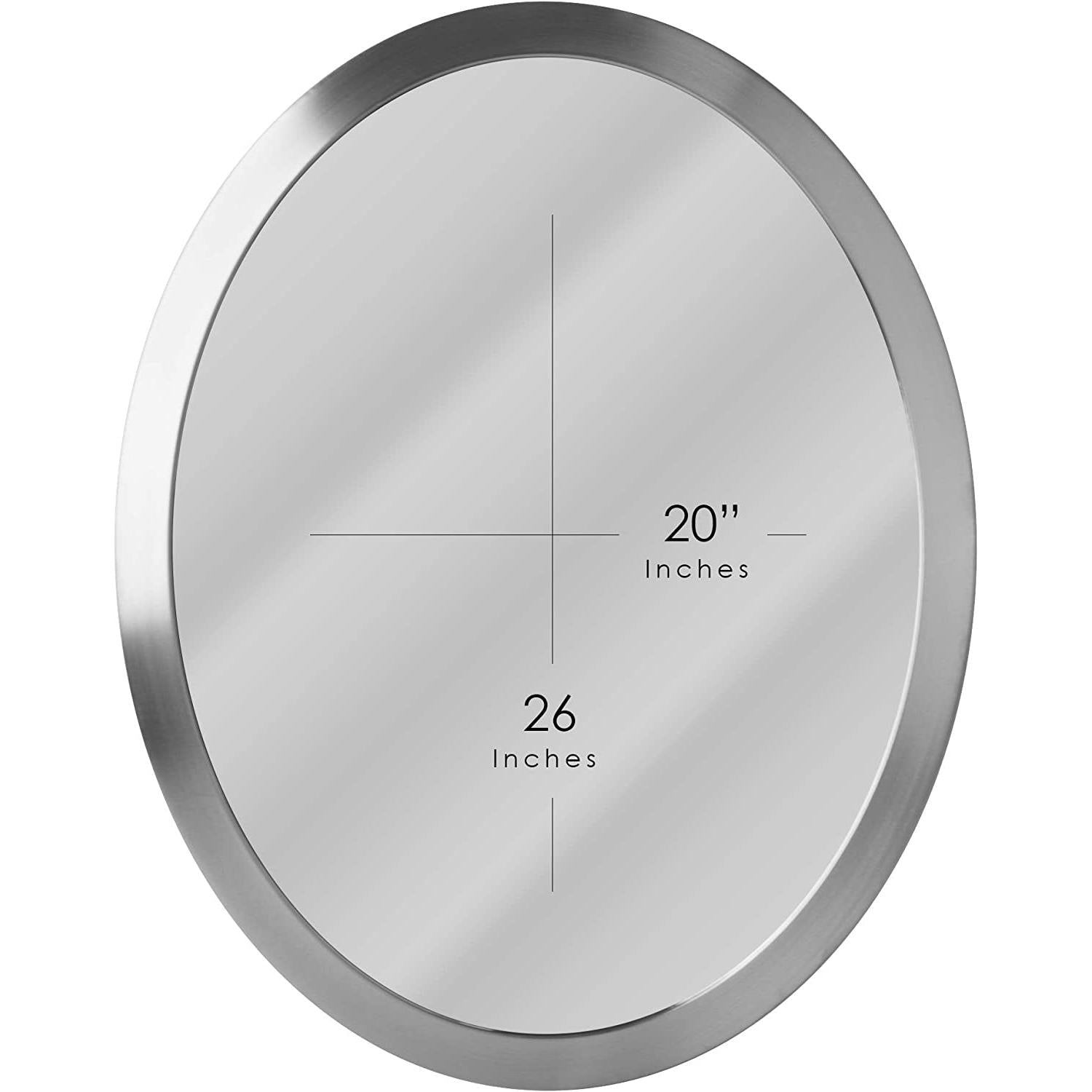 Brushed Nickel Oval Framed Vanity Mirror Beveled Edge with 20x26 inches dimensions
