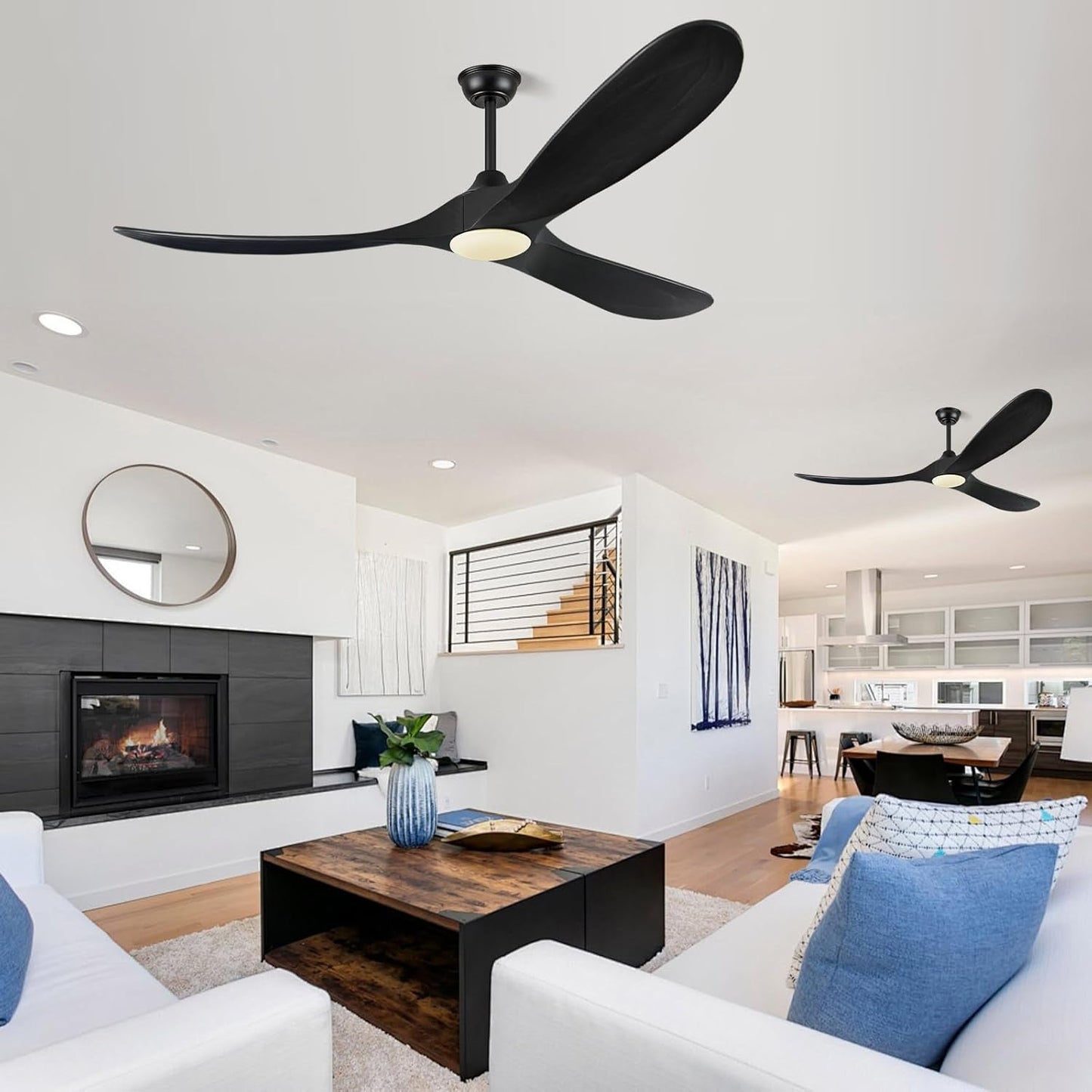 52Inch Matte Black Ceiling Fan Indoor Outdoor Low Noise