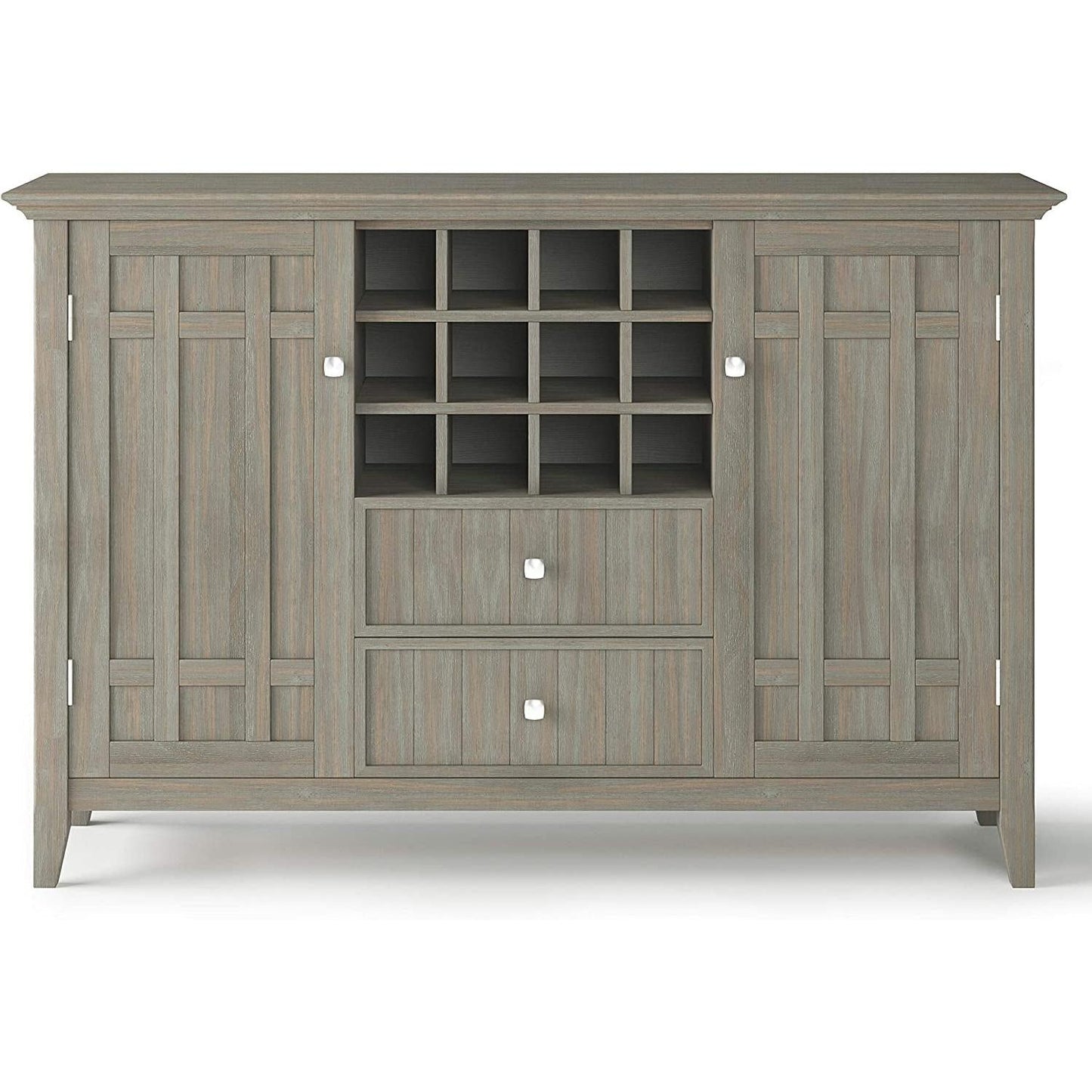 Rustic Gray Pine Wood Sideboard Buffet With Wine Storage