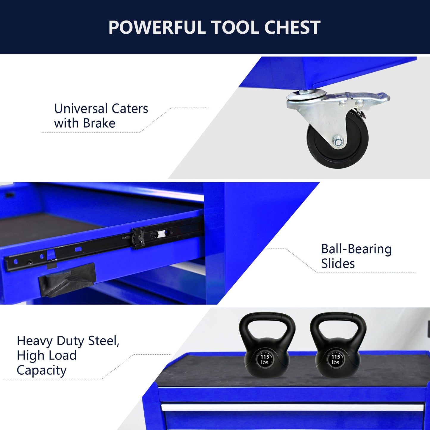 4 Drawers Multifunctional Tool Cart With Wheels-Blue