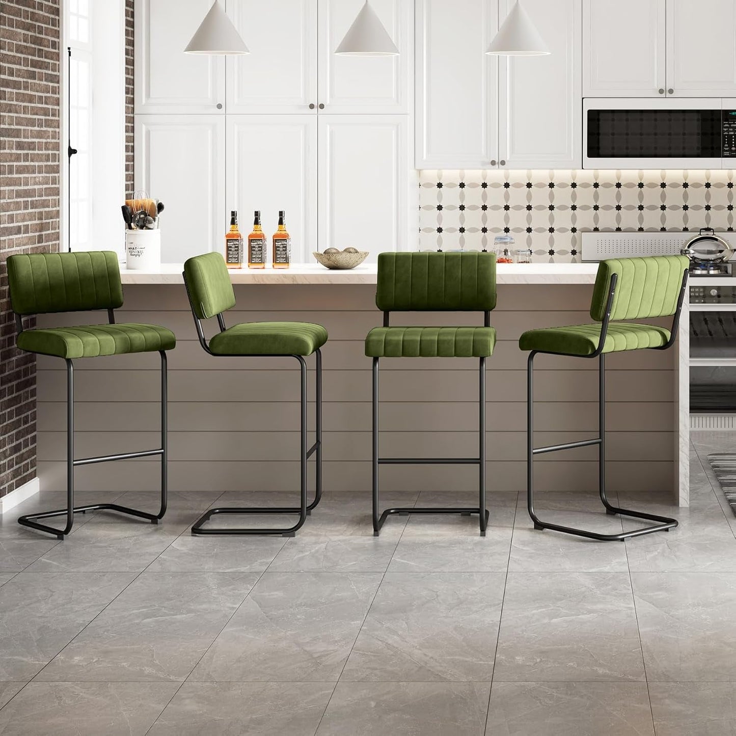 30 Inch Velvet Tufted Bar Stools Set of 2 Kitchen Island