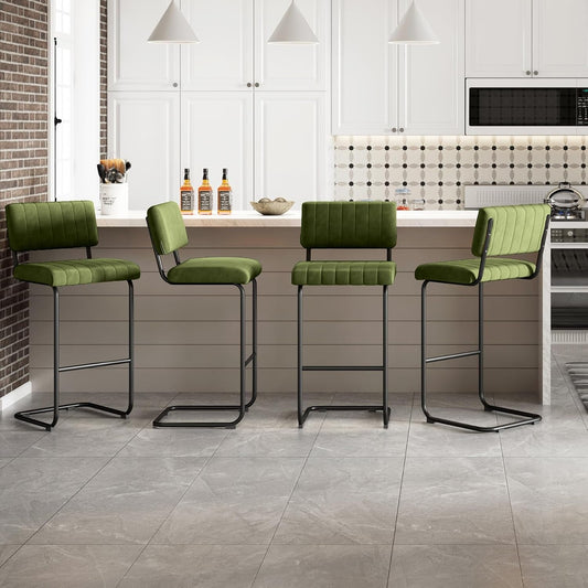 30 Inch Velvet Tufted Bar Stools Set of 2 Kitchen Island