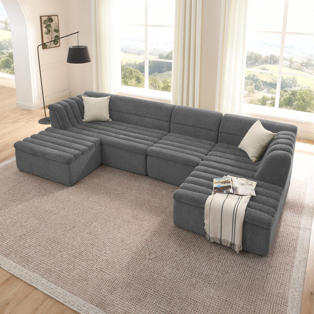 135" U-Shaped Modular Sectional Sofa with Chaise