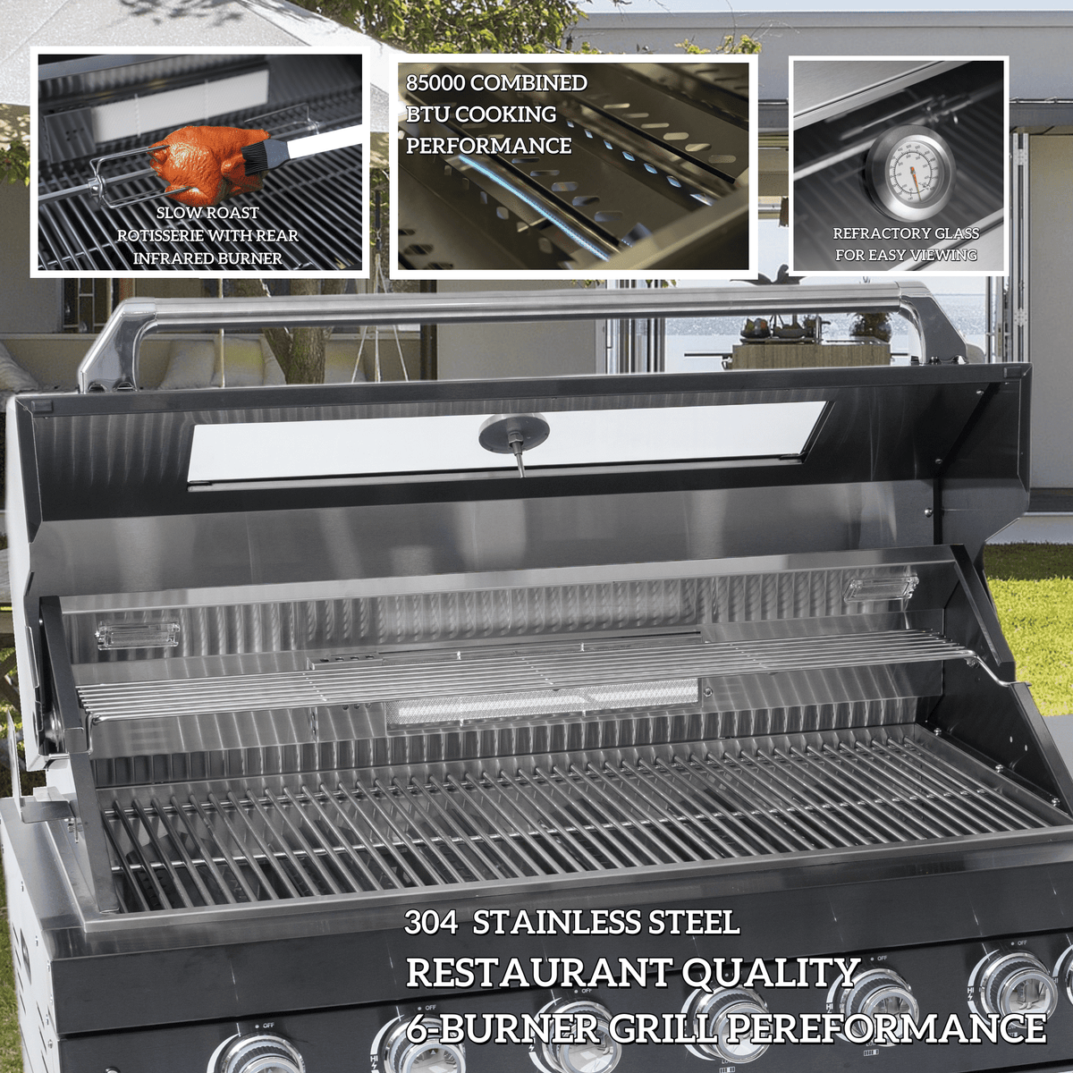 97-Inch 4-Burner Deluxe Stainless Steel Outdoor Kitchen Grill