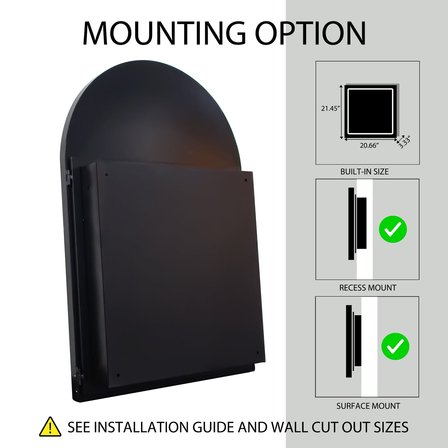 24x36 Inch Arched Recessed Medicine Cabinet