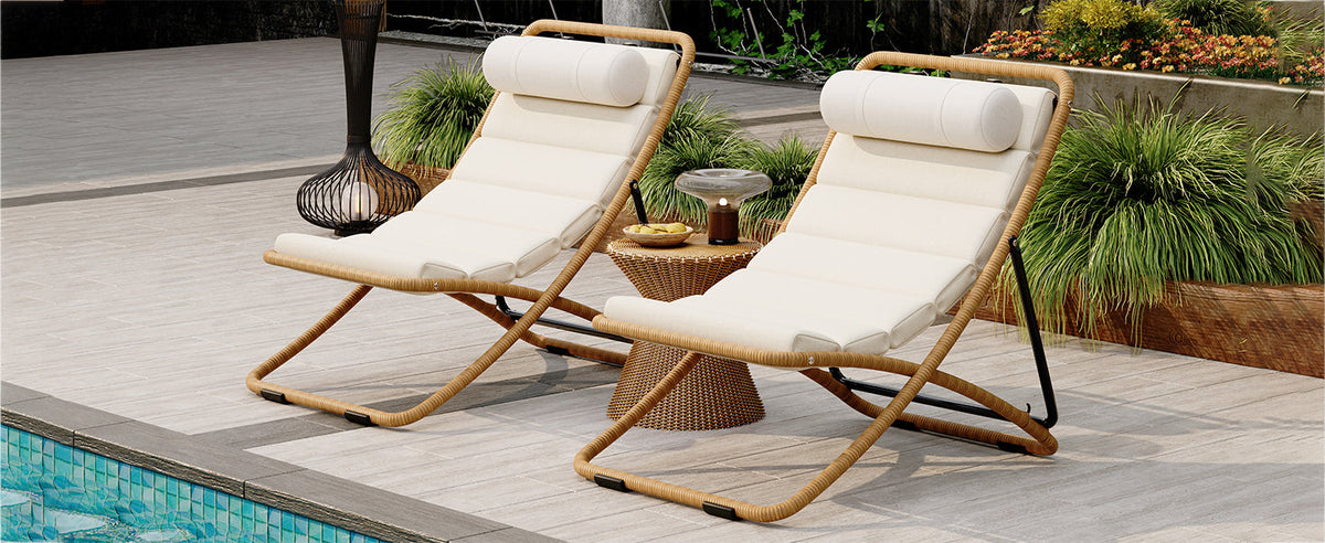 TREXM 2-Pieces Outdoor Folding Chair Set