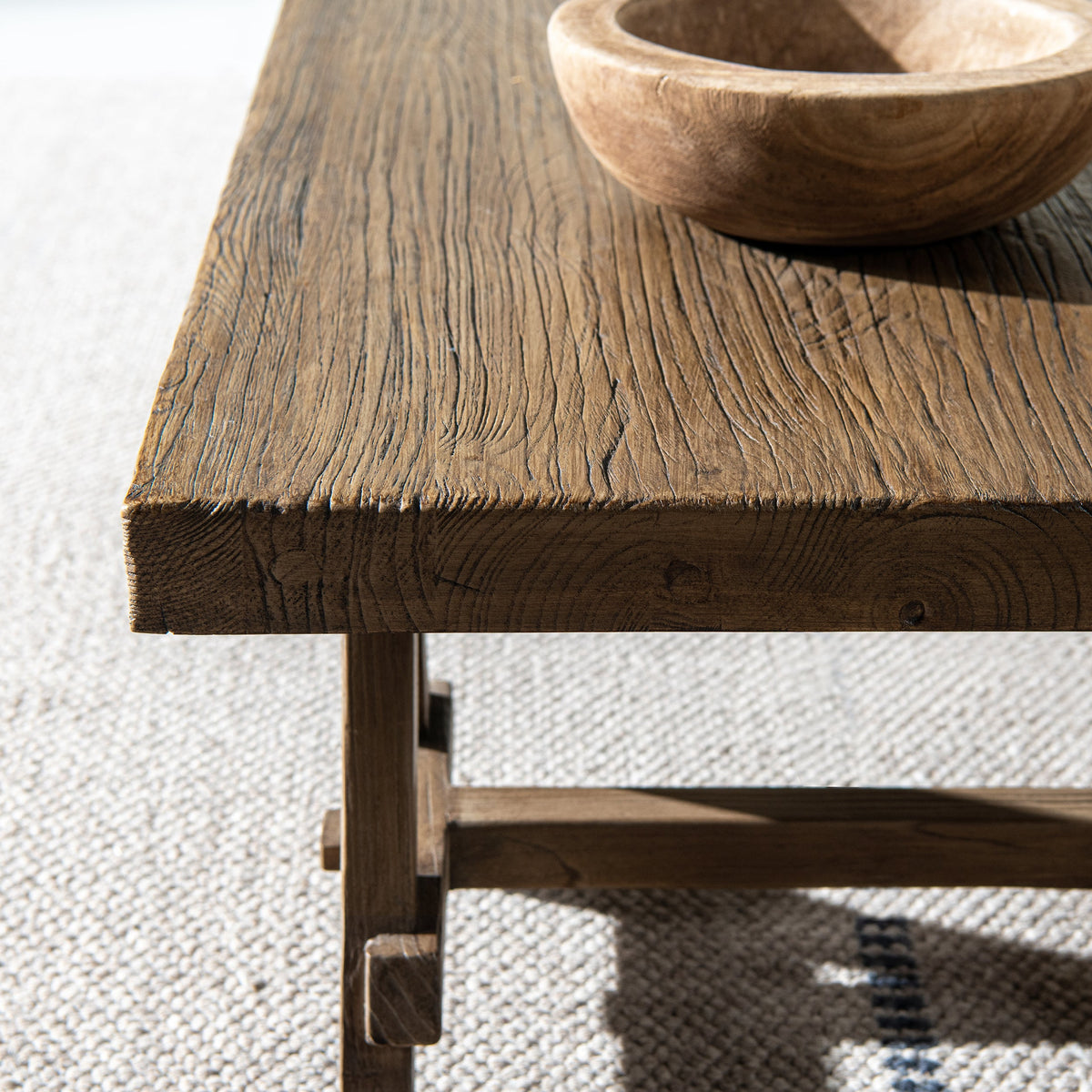 Hawthorne 48" Solid Reclaimed Elm Rectangular Trestle Coffee Table