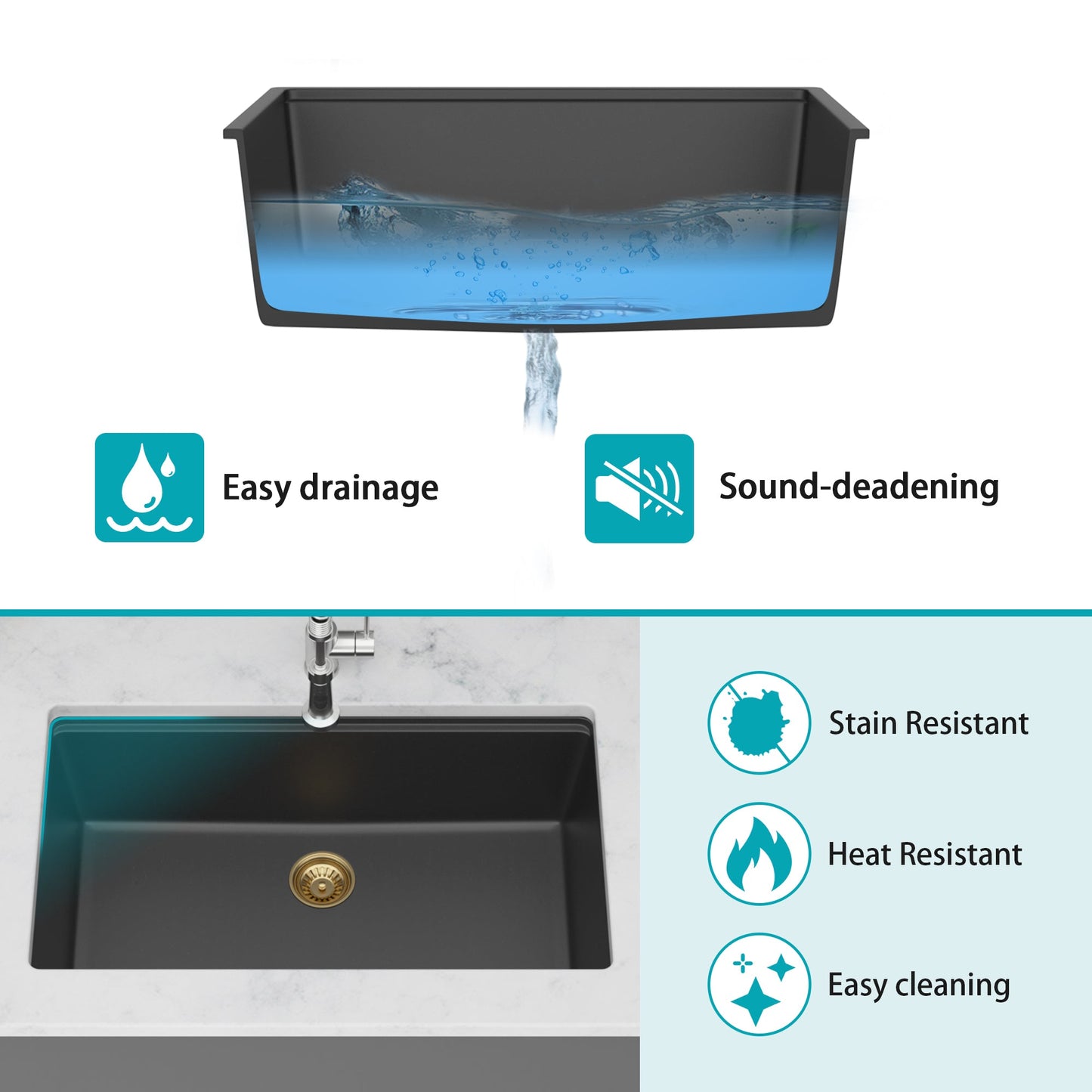 Quartz Kitchen Sink - 33" x 19" x 9.65"