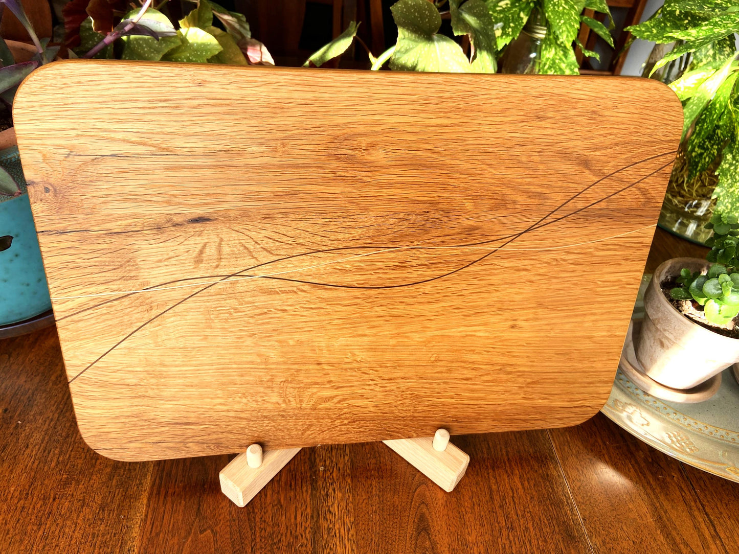White Oak Charcuterie Board - Exotic Wood Decorative Banding