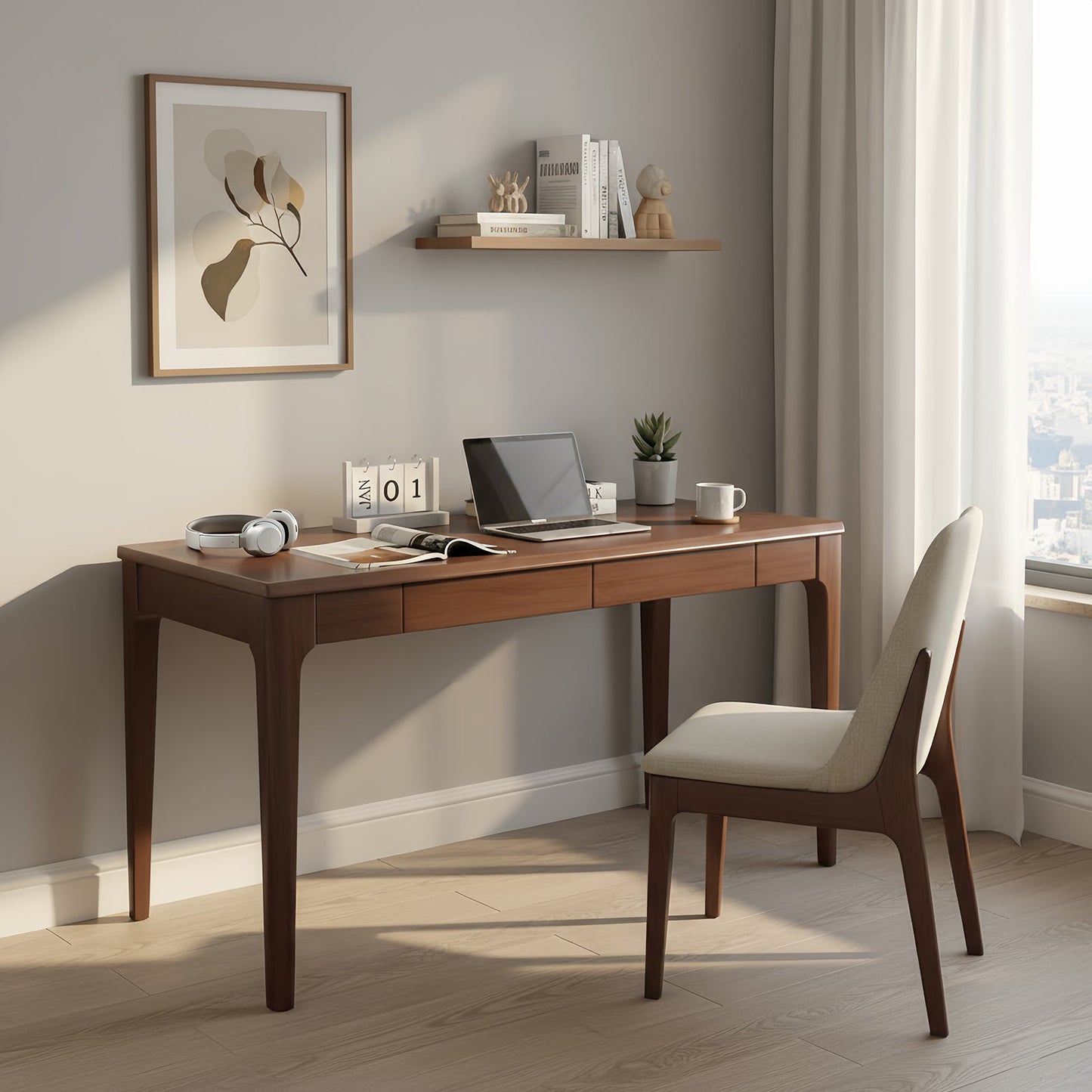 Solid Wood Desk with Drawers, Standing Desk