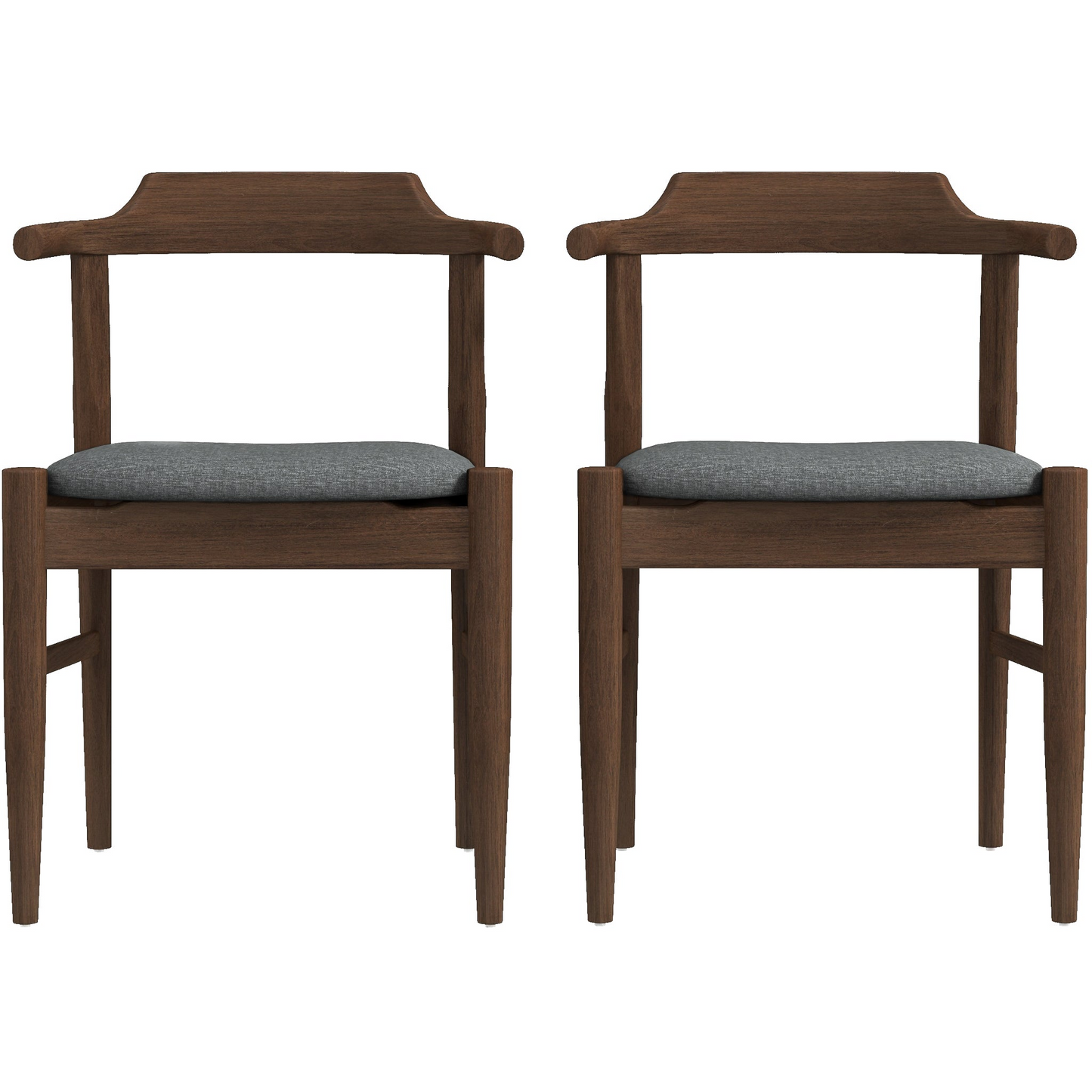 Daisy Mid-Century Modern Gray Fabric Dining Chair with Solid Wood Frame 18.50' L x 22.50' W x 28.00' H Farmhouse Kitchen Side Chairs with Foot Pegs (Set of 2)