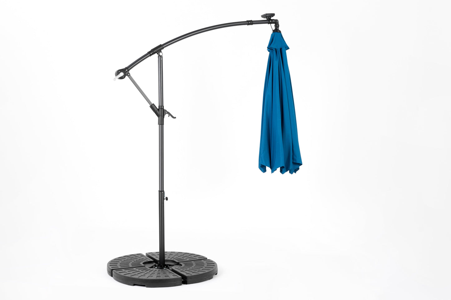 10ft Solar LED Offset Hanging Market Patio Umbrella in Dark Blue