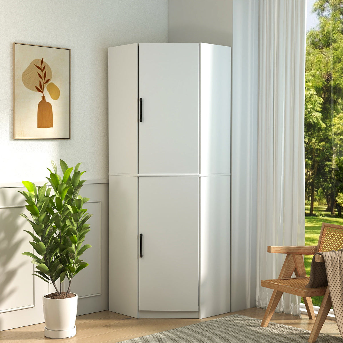 White Corner Kitchen Pantry Cabinet