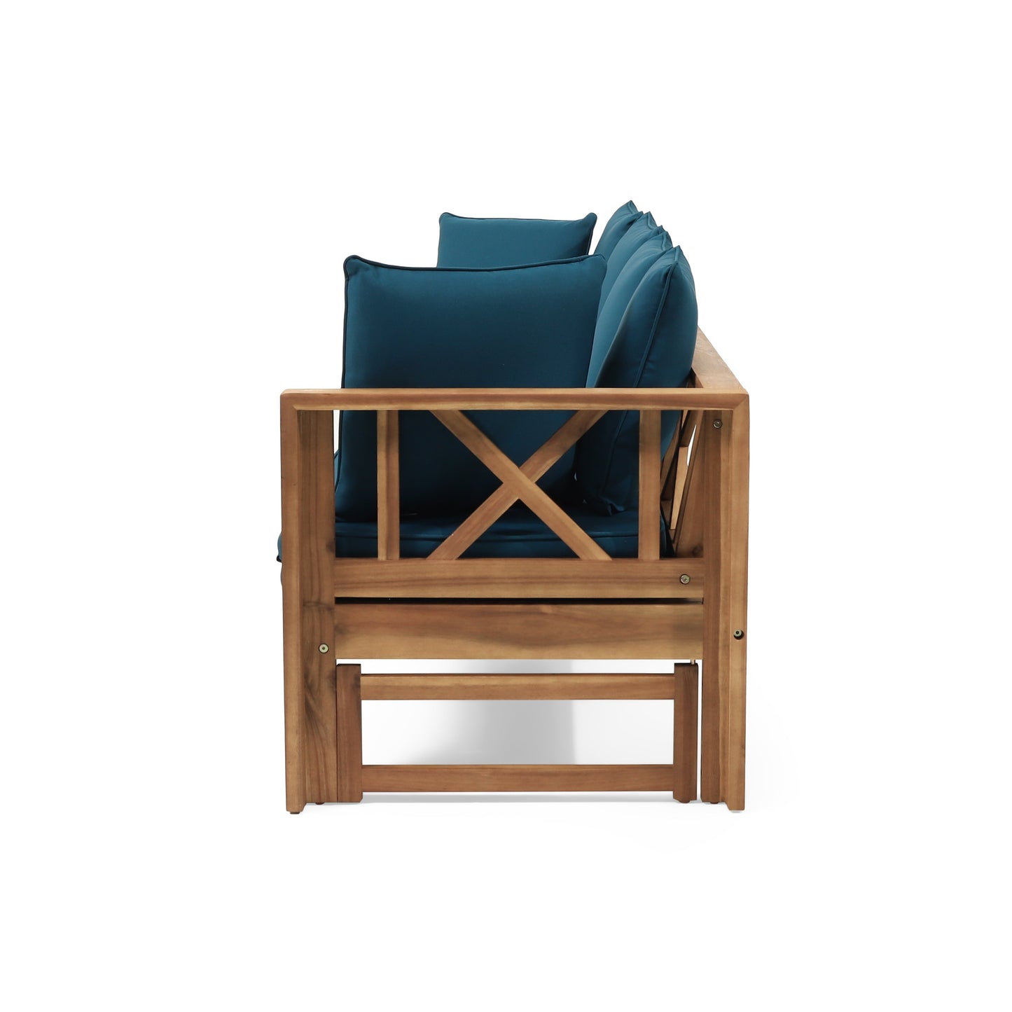 Outdoor Extendable Acacia Wood 3 Seater Sofa