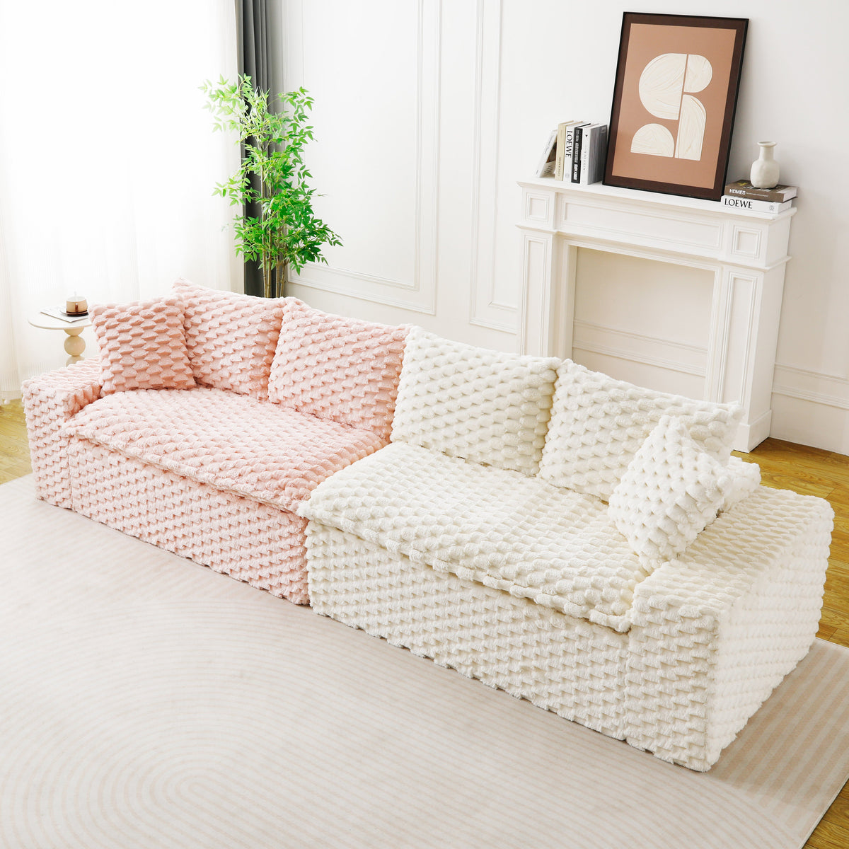 Luxury Color-Block Turtle Velvet Multifunctional Sofa