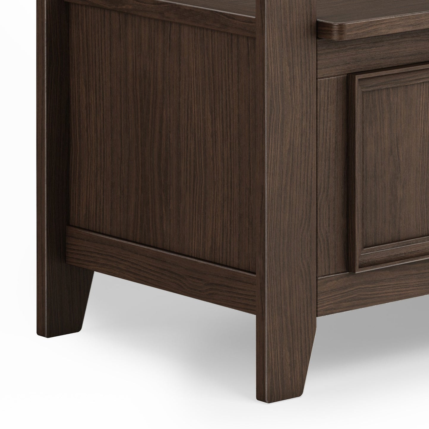 Amherst Solid Wood Entryway Storage Bench in Farmhouse Brown