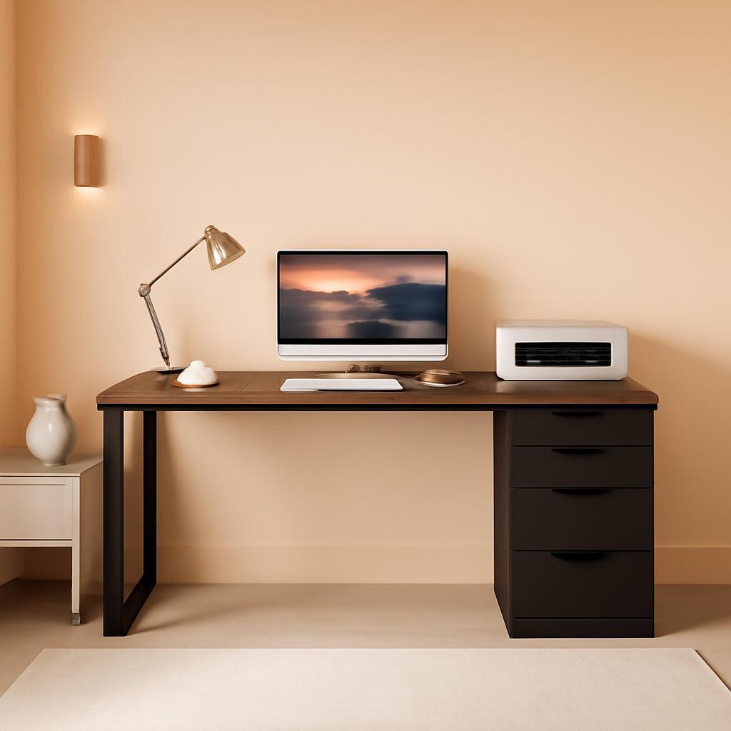 Industrial Rustic Brown Forty Seven Inch Computer Desk Storage