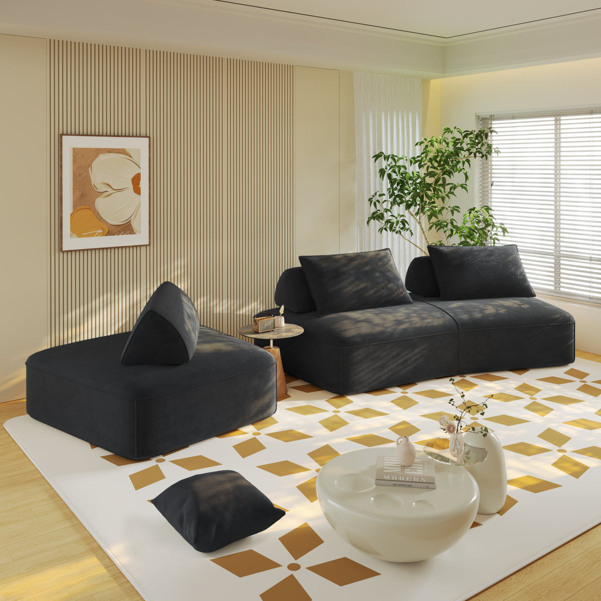 139" Modern Light Luxury Oversized Modular Sectional Sofa Set