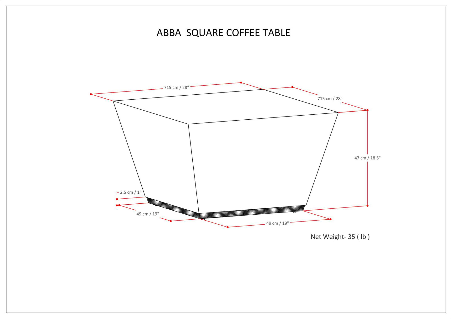 Abba Square Coffee Table - Dark Brown