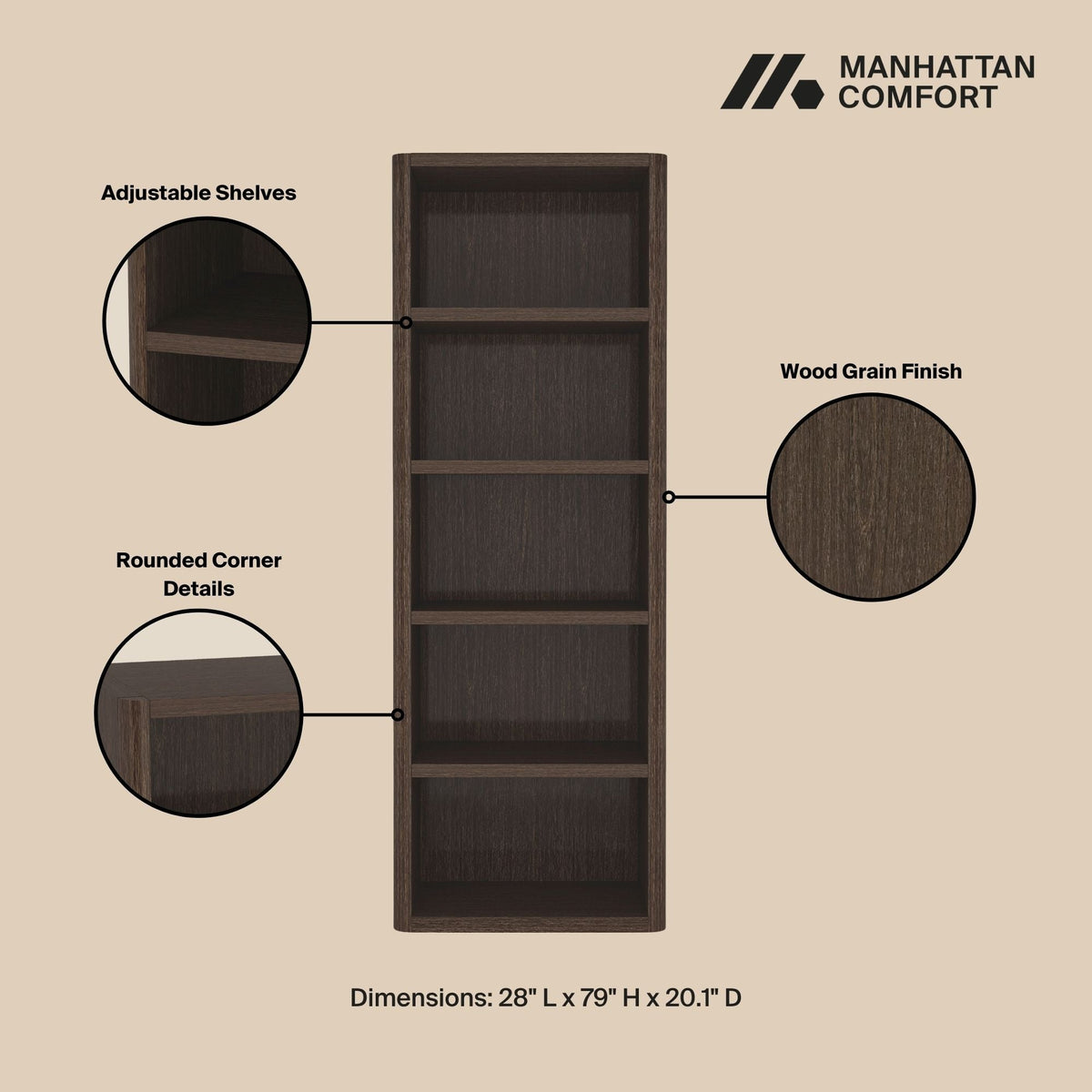 Rivington 28" Open Bookcase in Dark