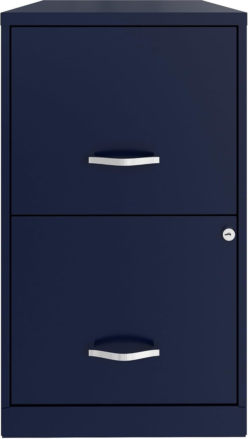 Navy Two Drawer File Cabinet With Smooth Glide Drawers, 14.2 By 18 By 24.5 Inches
