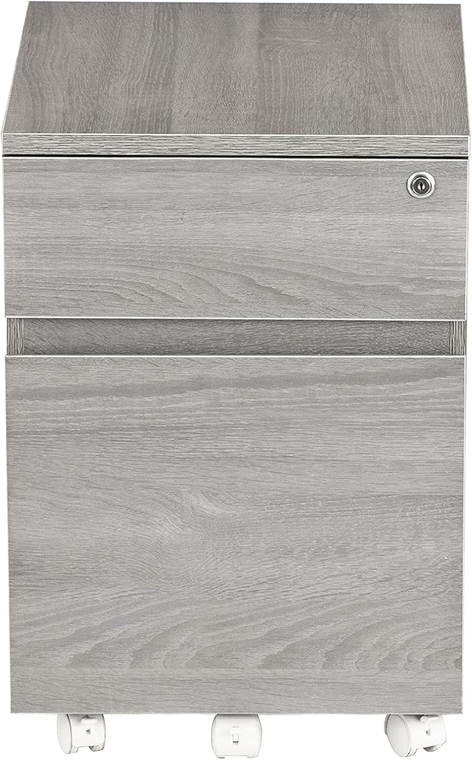Grey Rolling Locking Two Drawer Vertical Filing Cabinet
