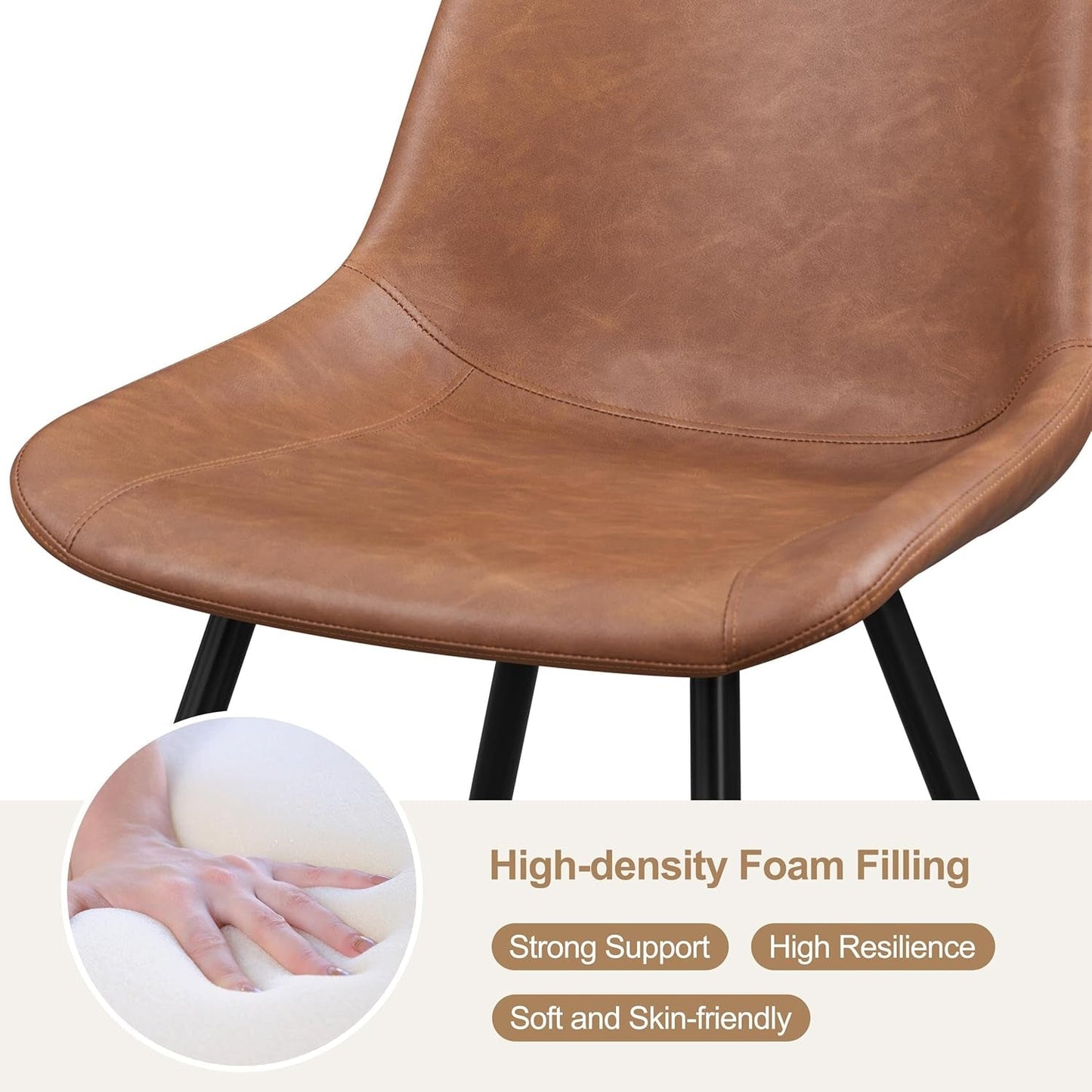 Dining Chairs Set Of 2 Brown Upholstered Faux Leather