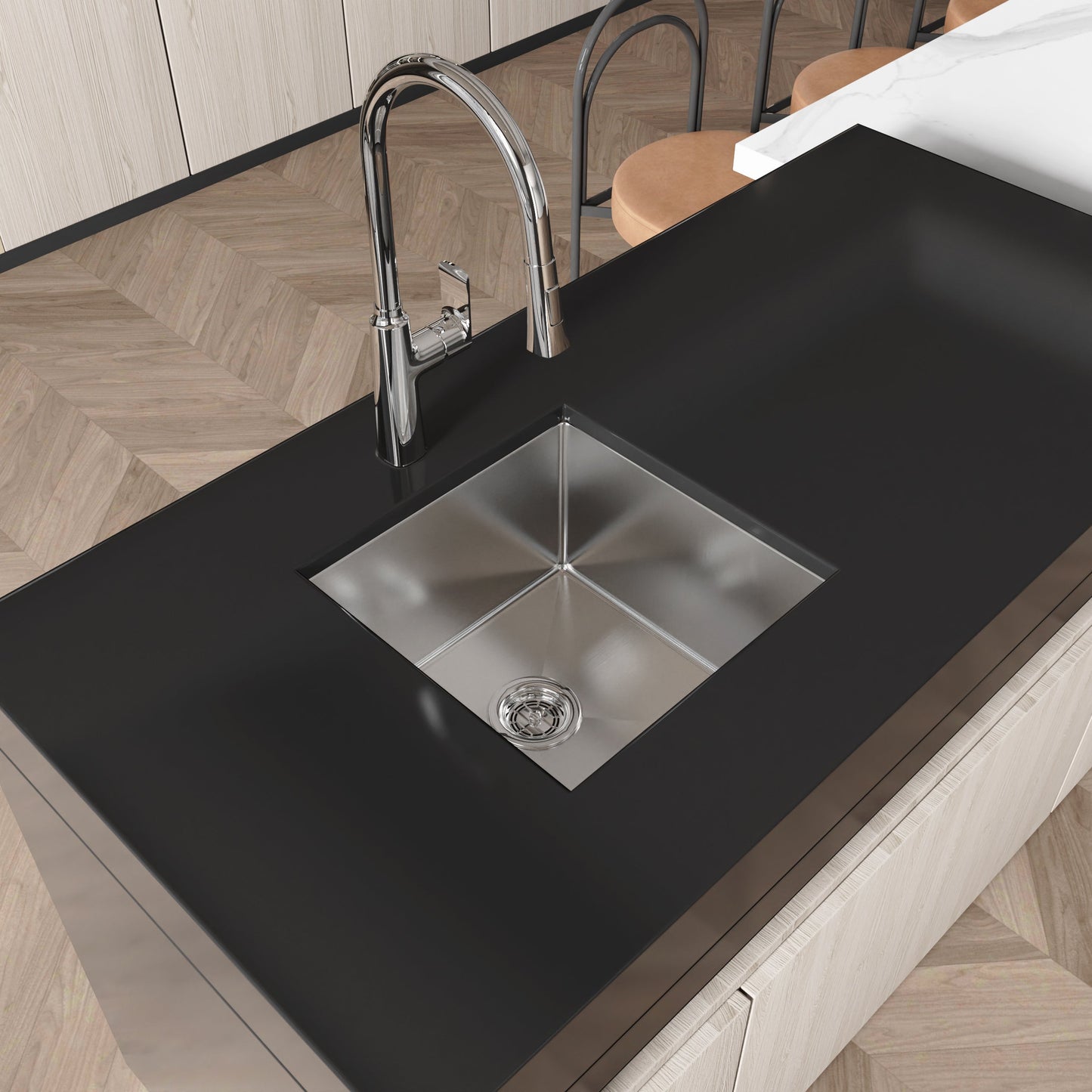 Stainless Steel Kitchen Sink - 18"x18" Single Bowl