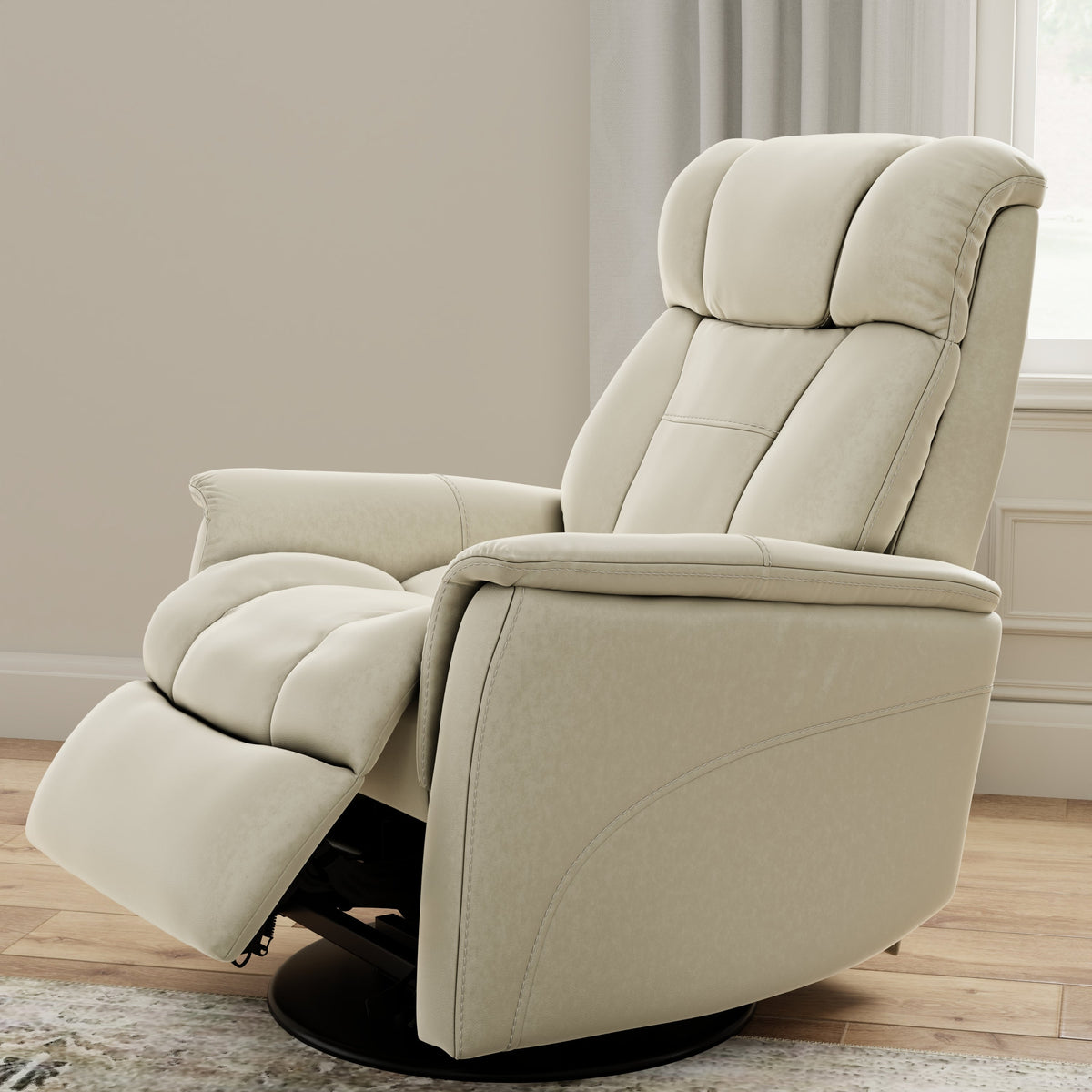 Global Home Swivel Glider Recliner with Manual Adjustable Headrest & Footrest