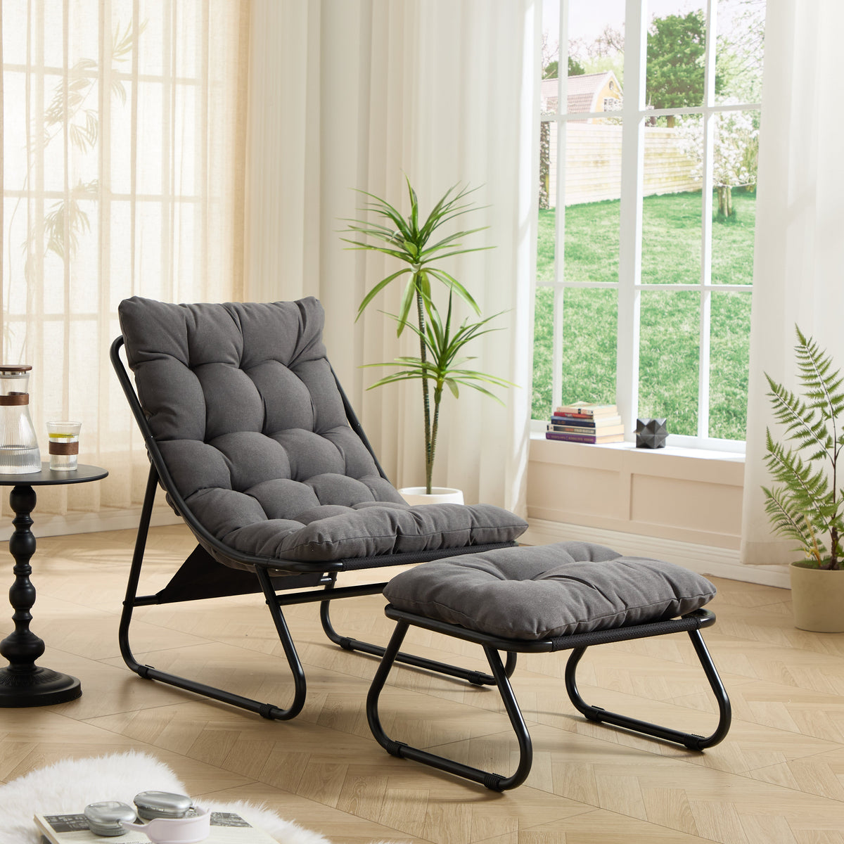 Patio Outdoor Lounge Chair with Ottoman