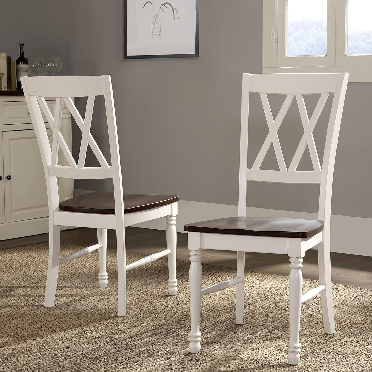 Shelby Distressed White X Back Dining Chairs Set Of 2