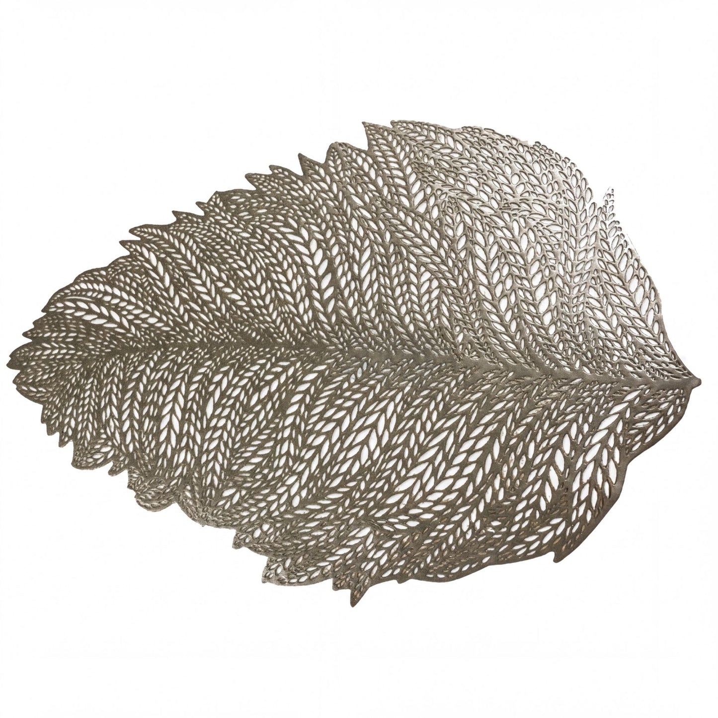 Vinyl Placemats Set - Leaf Cut Out Gold Table Mats, Heat Resistant & Non Slip