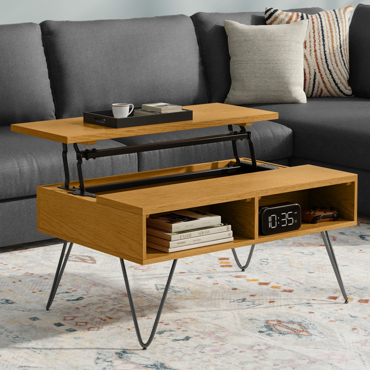 Hunter 36 Inch Wide Solid Wood Small Lift Top Coffee Table