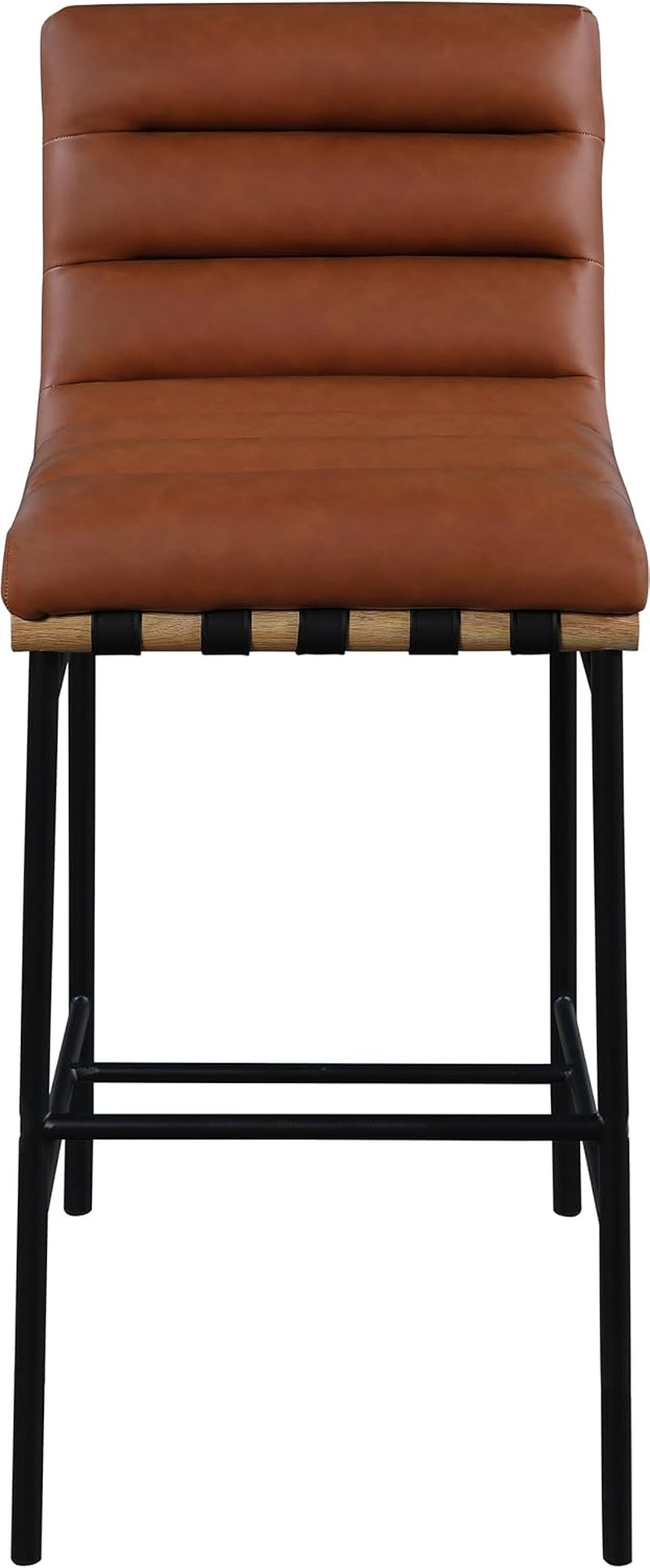 Burke Collection Modern Cognac Vegan Leather Bar Stool Matte Black Frame