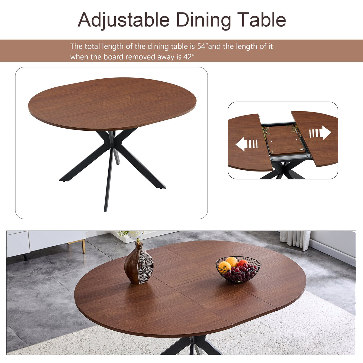 Extendable Round Dining Table (43" to 54")