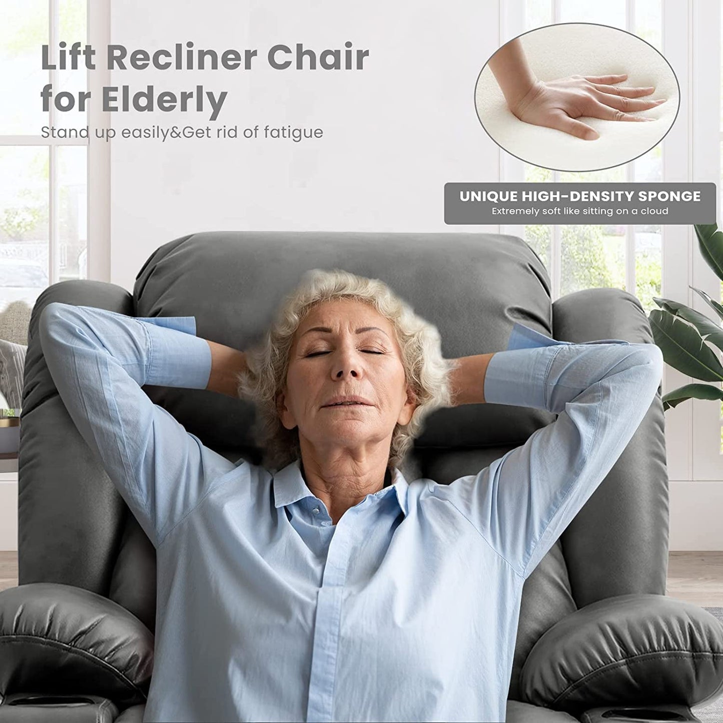 Electric Lift Recliner Chair For Seniors Grey Single Motor