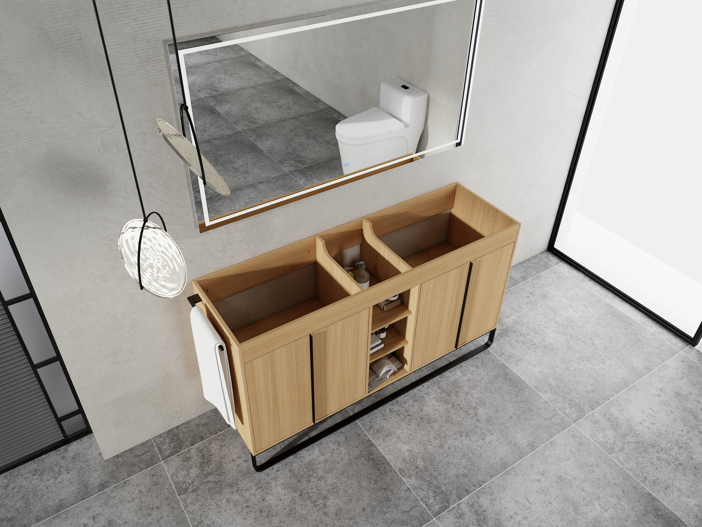 60" Freestanding Bathroom Vanity Cabinet