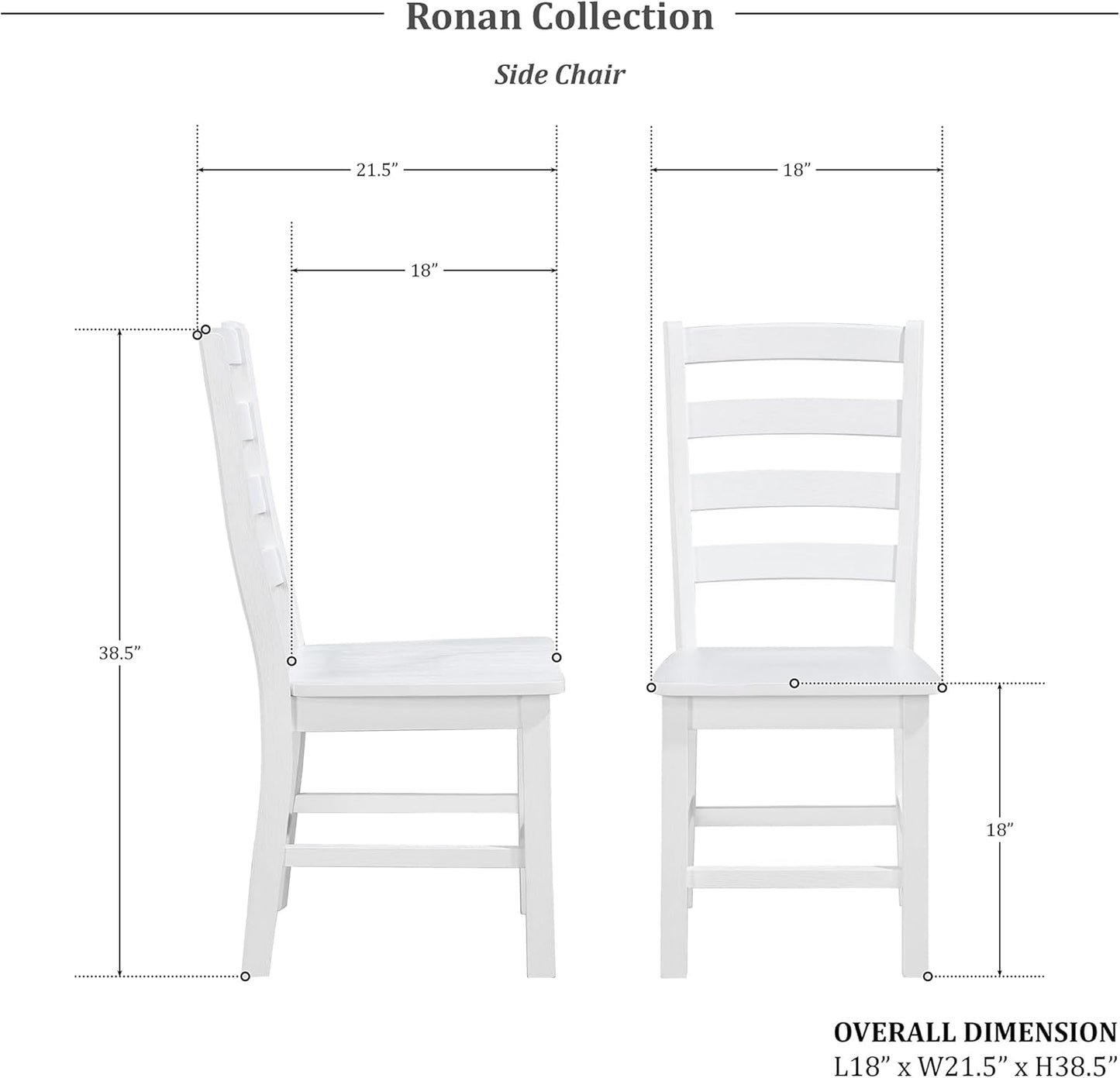 White Farmhouse Dining Chairs Set of 2 With Footrest