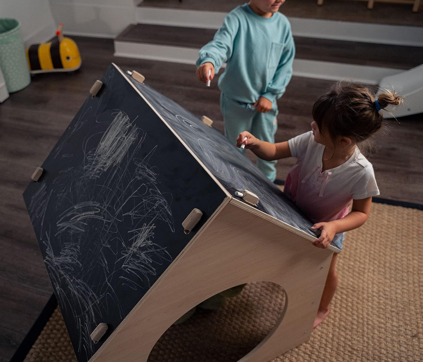 Indoor Montessori Wooden Playhouse With Chalkboard