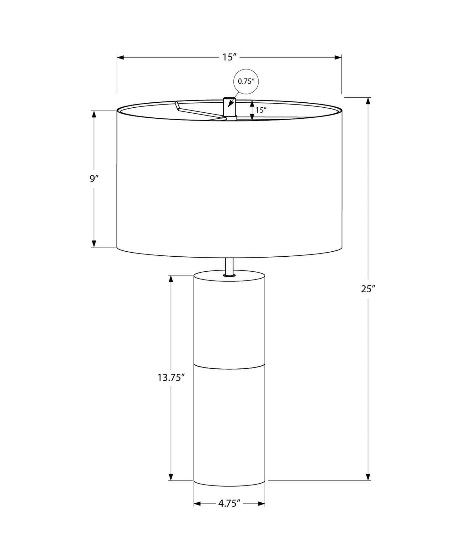 Lighting, 25'h, Table Lamp, Black Concrete, Black Shade, Contemporary