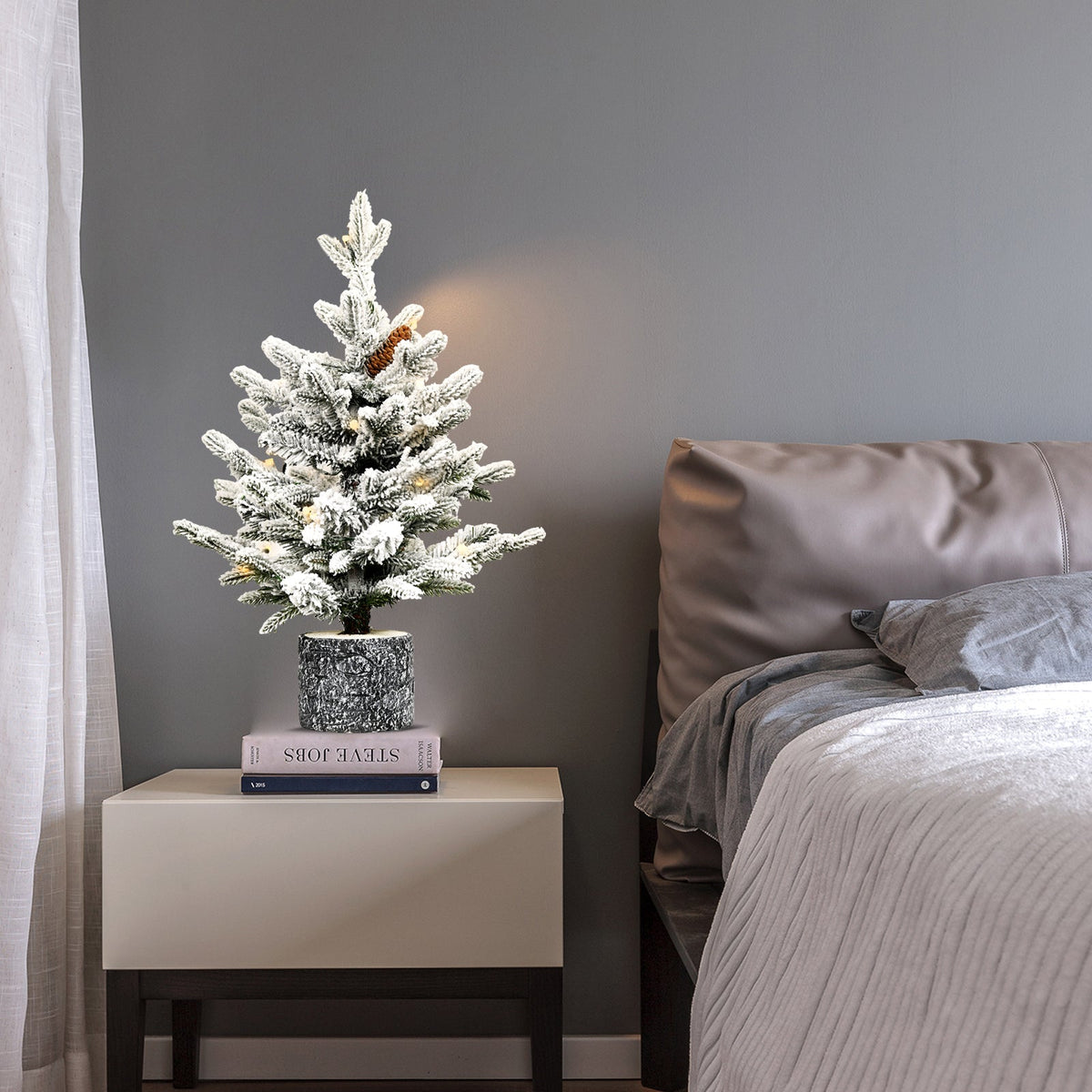 3FT Flocked Christmas Tree with Pot Base