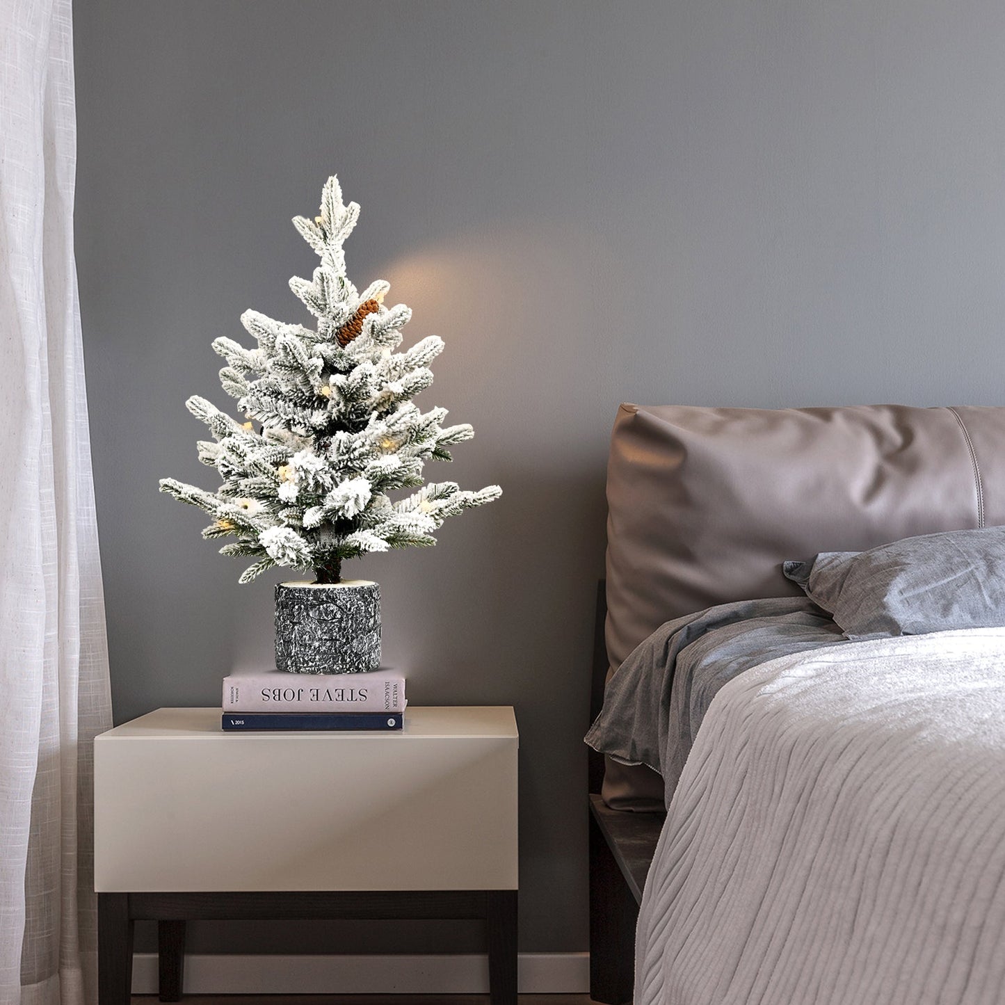 4.5FT Flocked Christmas Tree with Pot Base