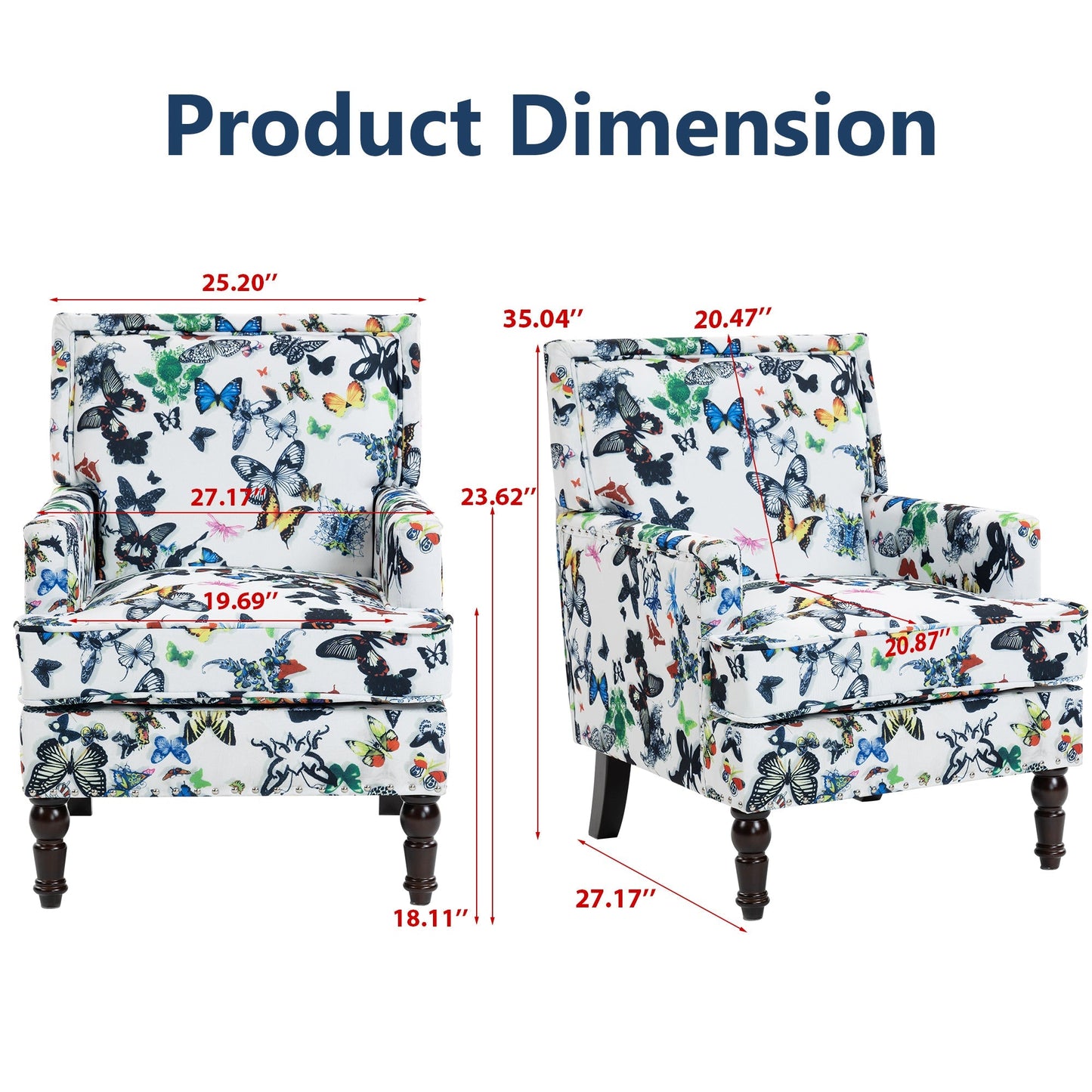 Upholstered Accent Chair, Vintage Armchair with Linen Fabric and Nailhead Trim
