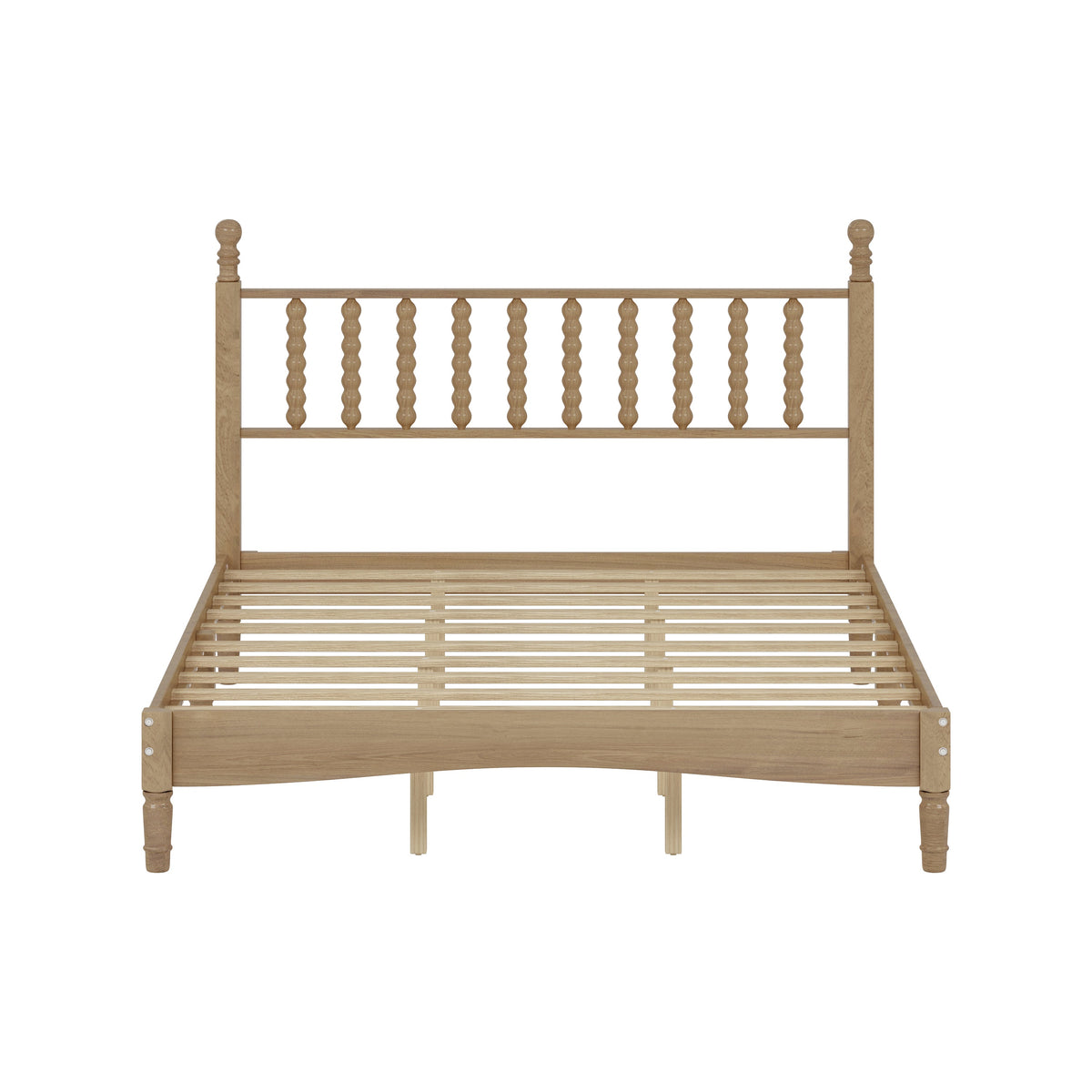 Queen Size Wood Platform Bed with Gourd Shaped Headboard