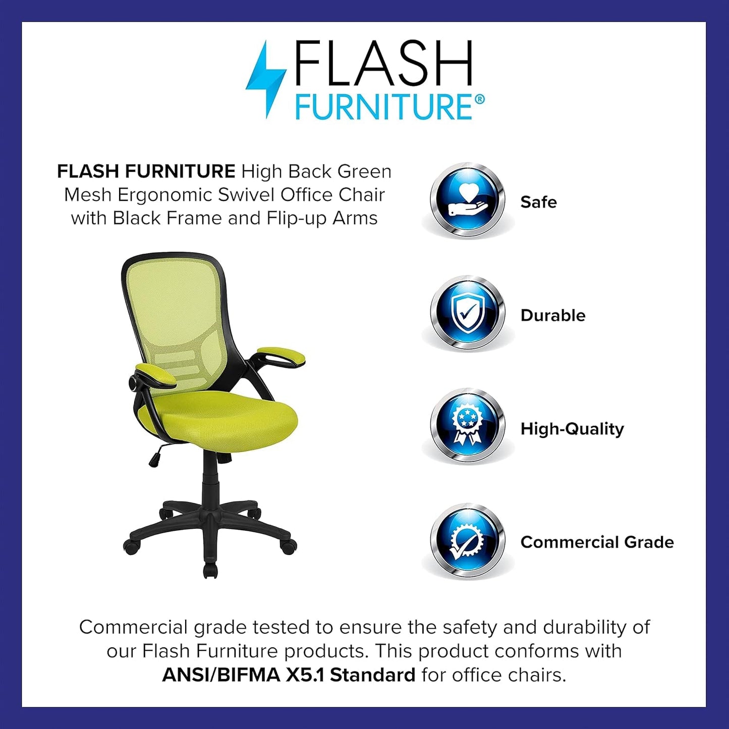 Ergonomic Mesh Back Office Chair Lumbar Support Black Green