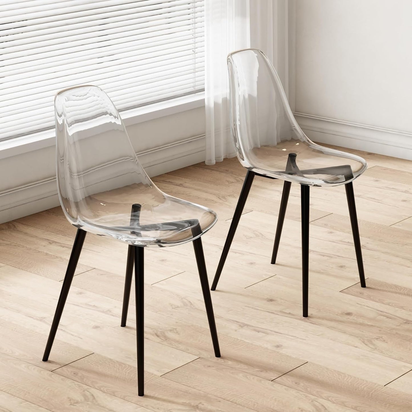 Clear Acrylic Dining Chairs Set of 4 With Black Legs