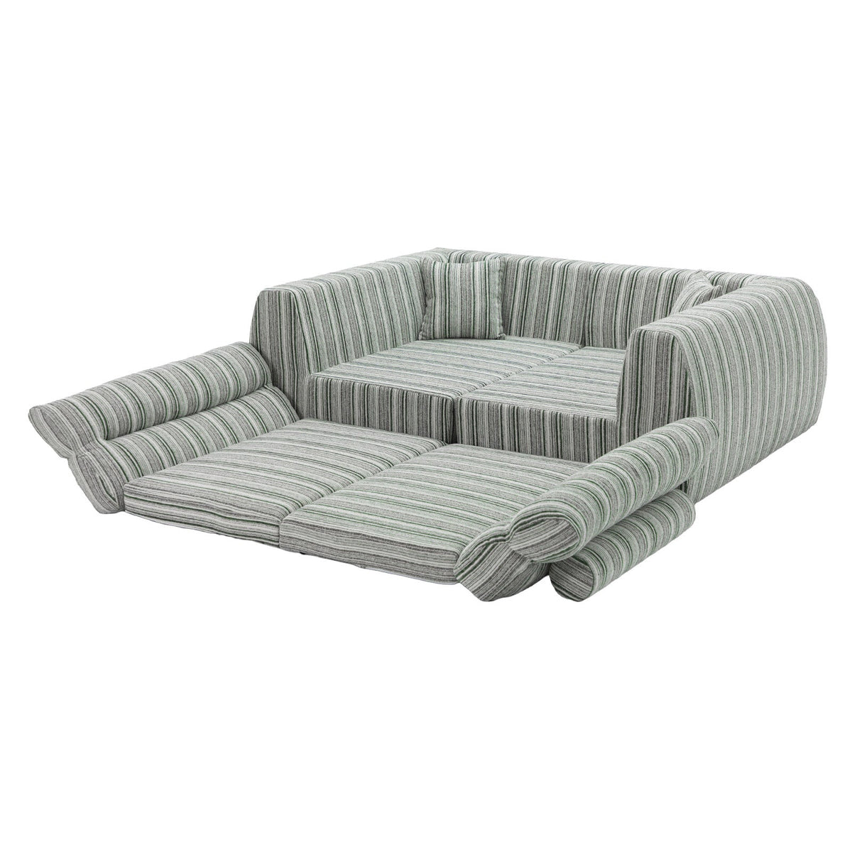 Woven Chenille Striped Compression Sofa - Straight Row Compact Couch