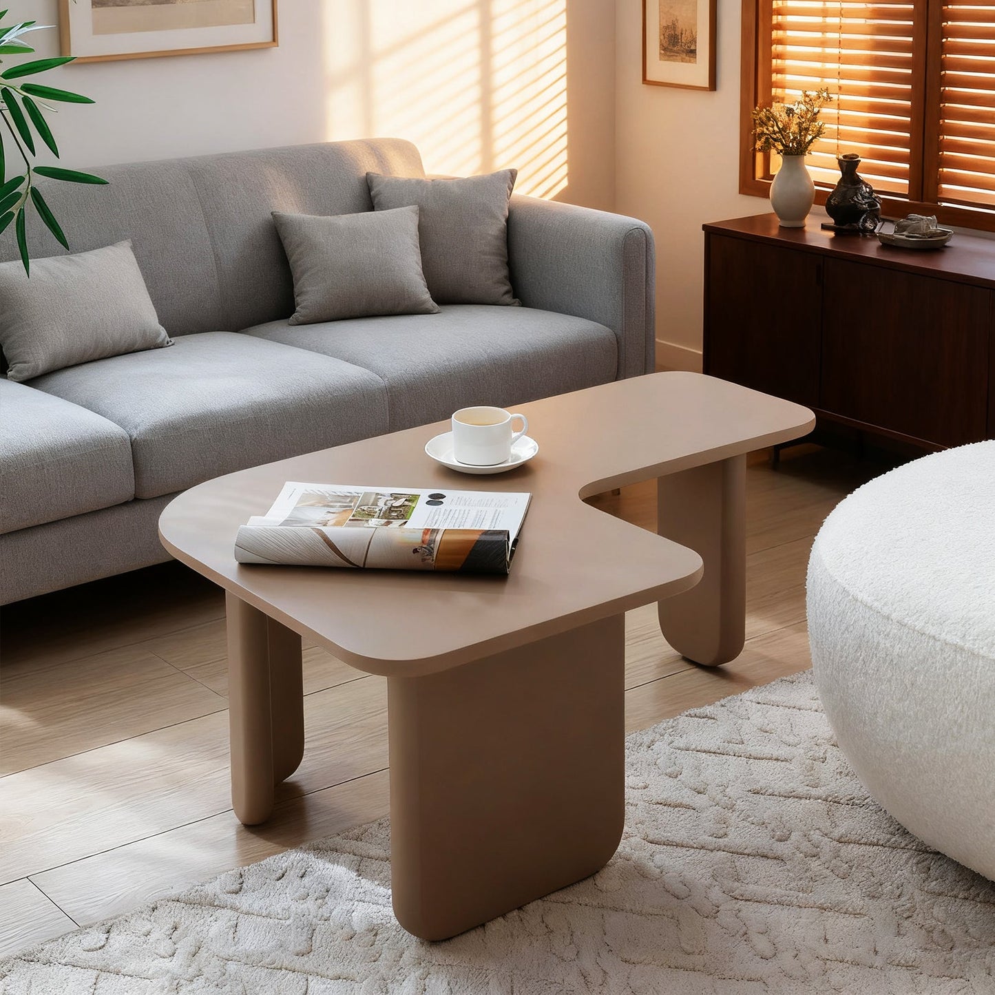 35.43" L-Shape Modern Coffee Table Upgraded